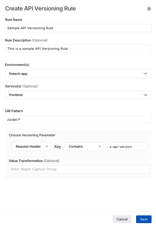 Configuring API Versioning Rule