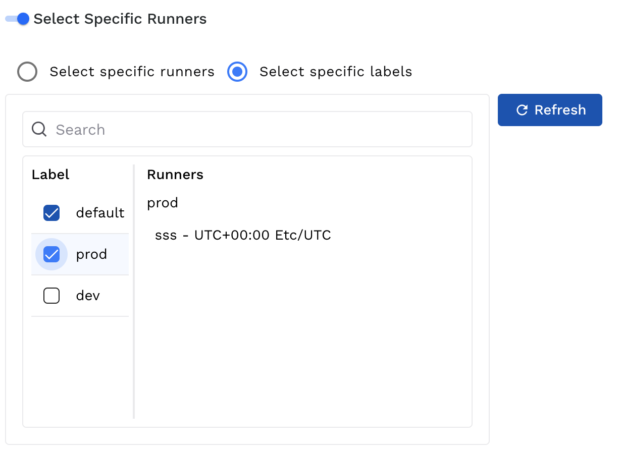 Runner Label Selection during Scan Creation