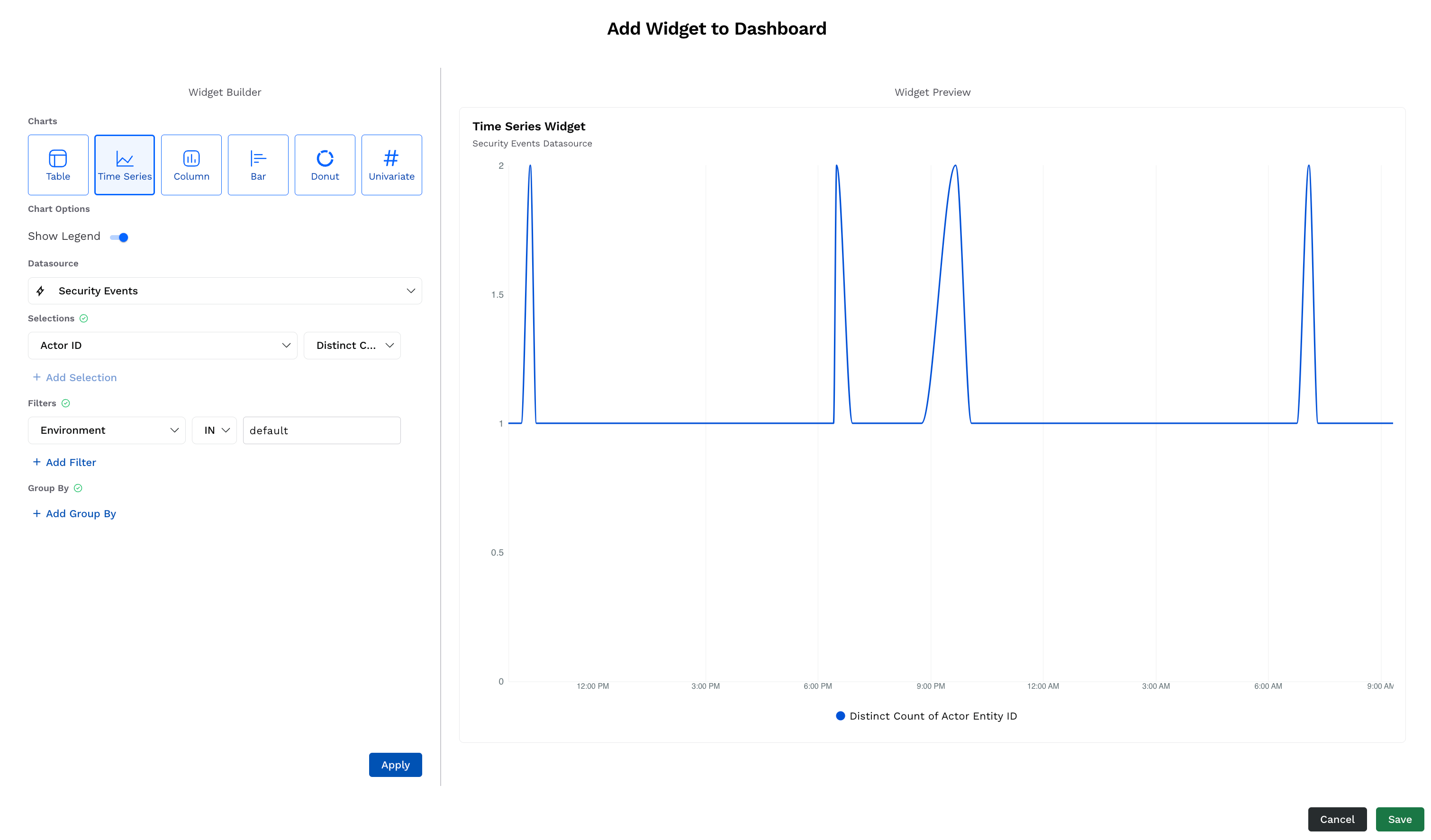 Traceable Time Series Widget