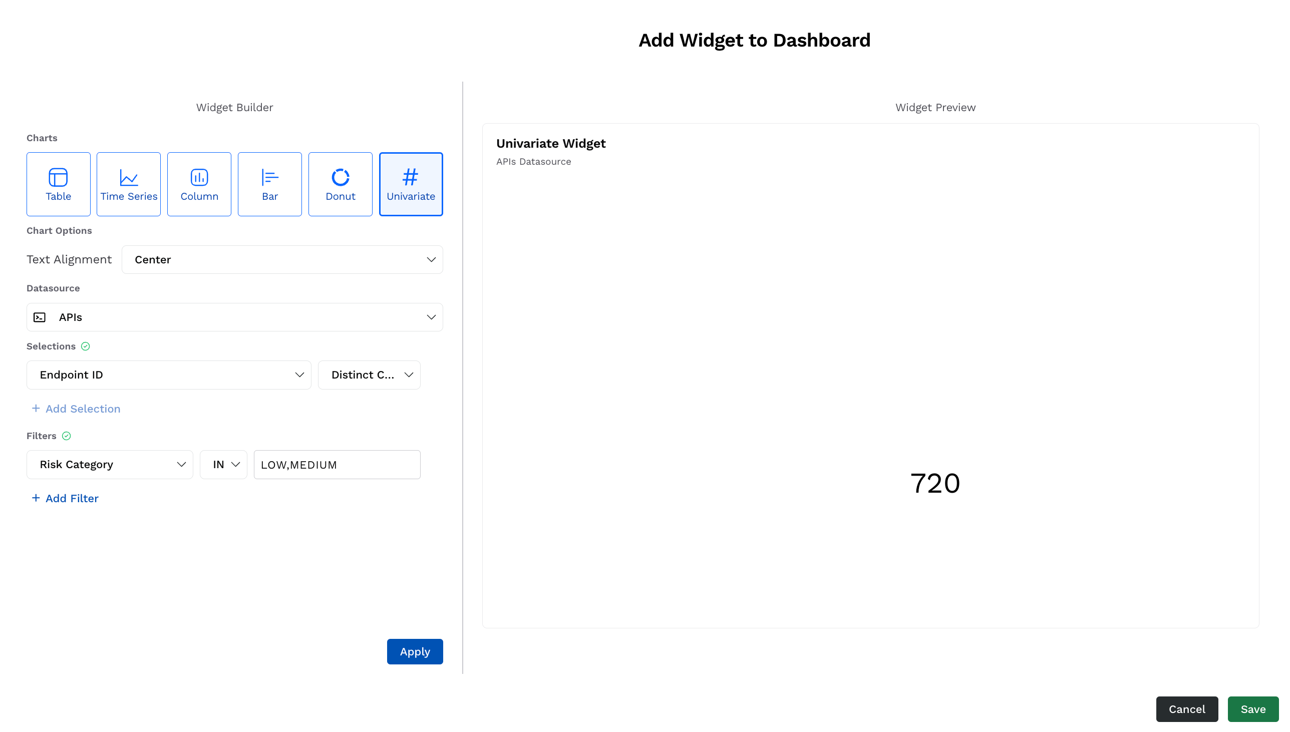 Traceable Univariate Widget